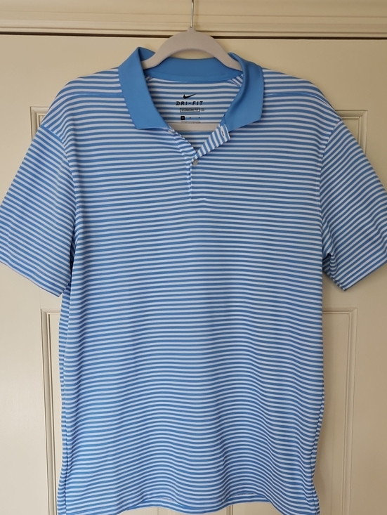 Nike Other - Nike Light Blue and White Striped Polo